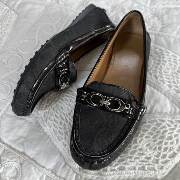Coach Fortunata signature canvas/patent leather flats black 7.5 - Picture 3 of 7